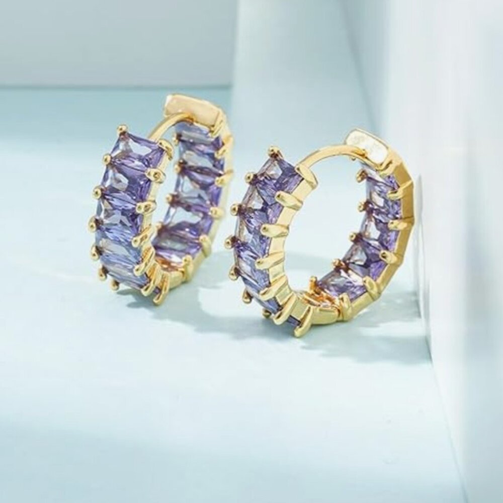 18K Gold Plated Purple Stud Earrings